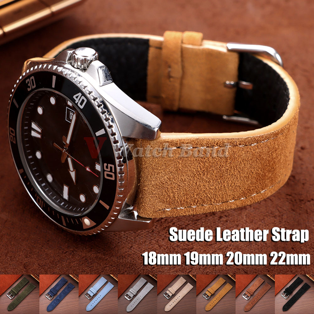 Suede Strap Watch - Wildleder-Uhrenarmband 18mm 19mm 20mm 22mm Grau