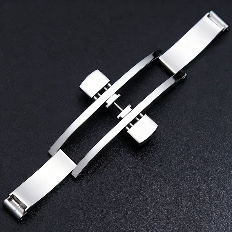 Butterfly Clasp Deployant - Uhrenarmband-Schnalle aus Edelstahl mit Doppel-Druckknopf-Verschluss, Passend