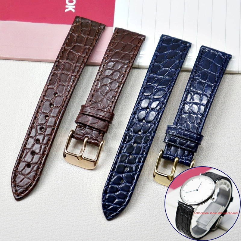 Omega Watch Speedmaster - Dünnes Krokodil-Echtlederarmband für Longines L4 L2