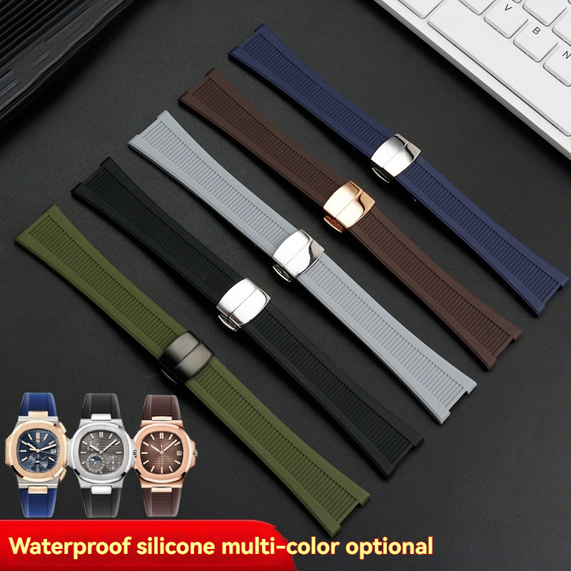 Patek Philippe Watch Nautilus - 25*13mm Premium Gummi Konkav-Uhrenarmband für Patek