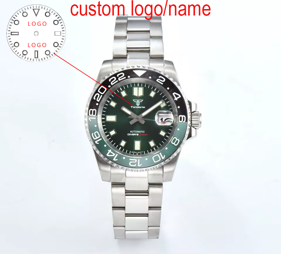Stainless Bracelet Diver - Benutzerdefinierte 40mm Green Diver Herrenuhr 200m