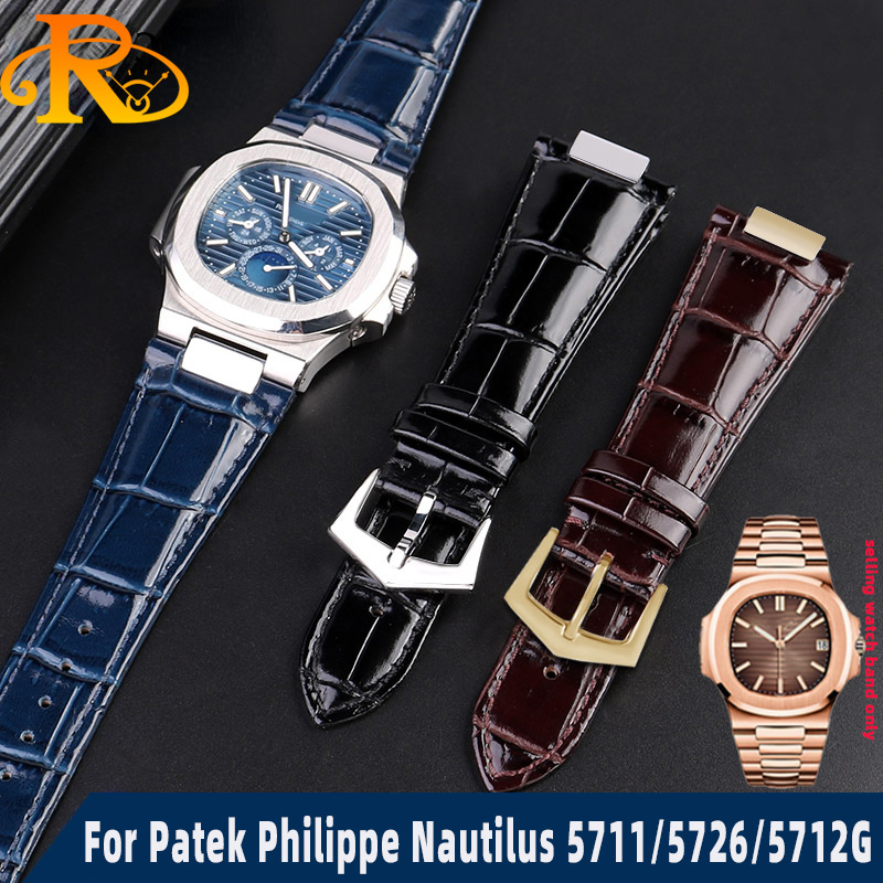 Patek Philippe Watch Nautilus - 25x13mm Kerbe Echt leder Uhren armband