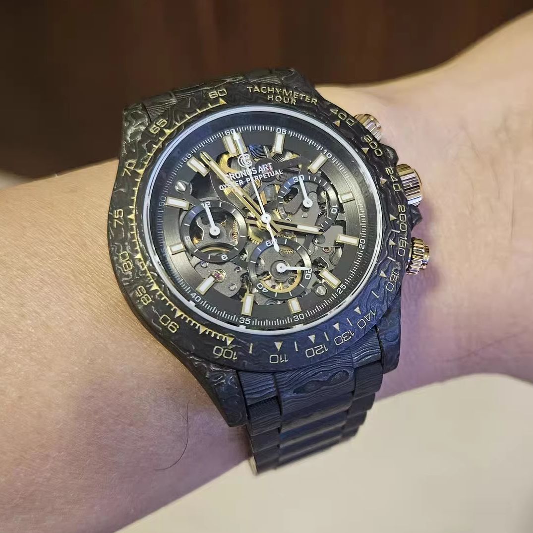 Canvas Strap Watch - CRONUSART Herren-Chronographenuhr, automatische mechanische Armbanduhr, Gehäuse