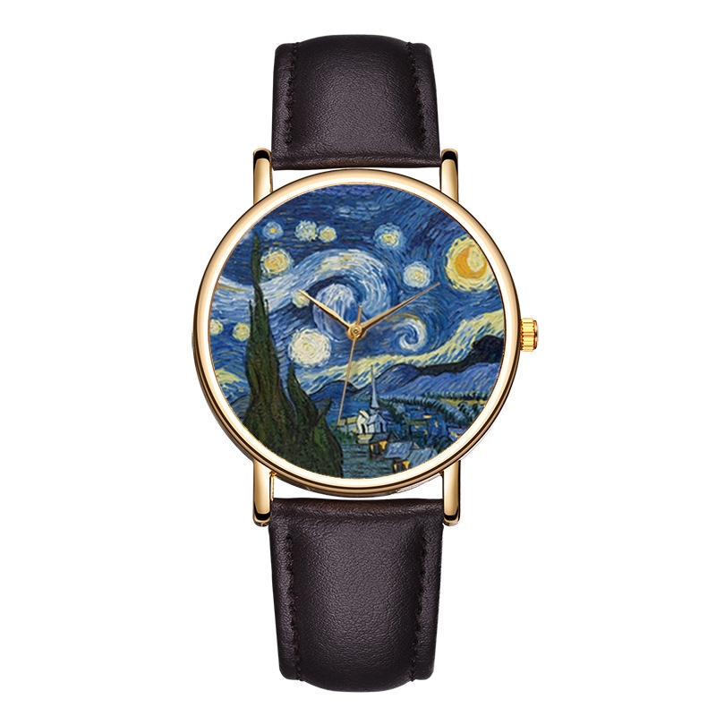 Van Gogh Gemälde Zifferblatt-U – Leather Watch Band Men Bewertung und Preis